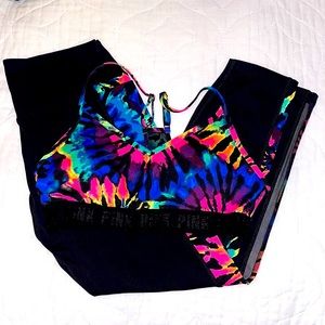 Victoria Secret Pink tie dye set❤️🧡💛💚💙💜